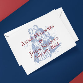 Cartão De Agradecimento Casamento Casal Colonial Americano