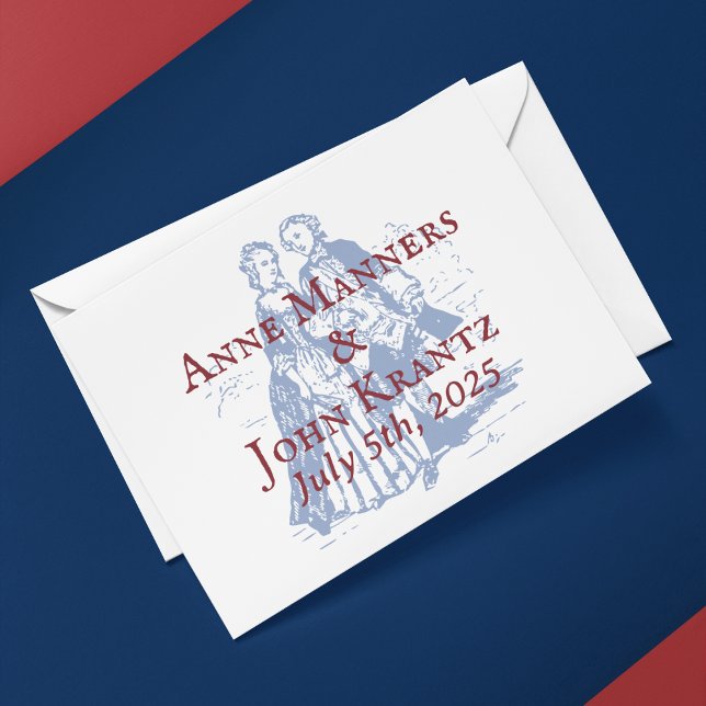 Cartão De Agradecimento Casamento Casal Colonial Americano (Criador carregado)