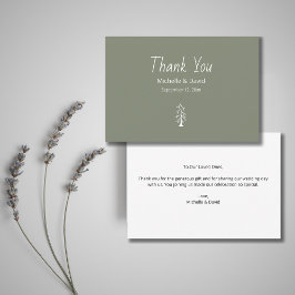 Cartão De Agradecimento Casamento Casual Rustic Pine Tree Green Modern Sag