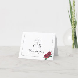 Cartão De Agradecimento Casamento católico de Rosas finos