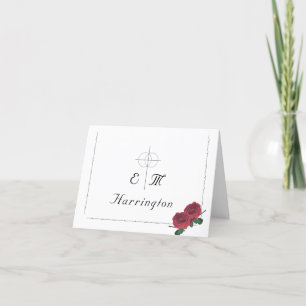 Cartão De Agradecimento Casamento católico de Rosas finos