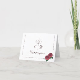 Cartão De Agradecimento Casamento católico de Rosas finos