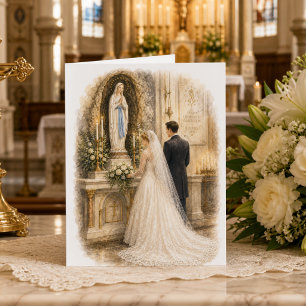 Cartão De Agradecimento Casamento Católico Obrigado Altar Mariano Recém-ca