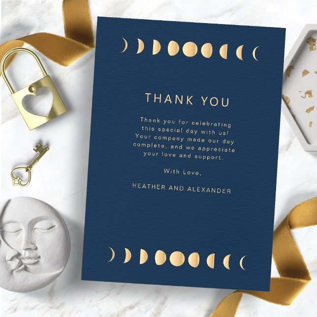 Cartão De Agradecimento Casamento Celestial (Navy and Gold Celestial Wedding Thank You Card
)