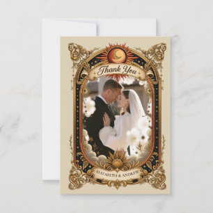 Cartão De Agradecimento Casamento Celestial Art Nouveau Fotográfico