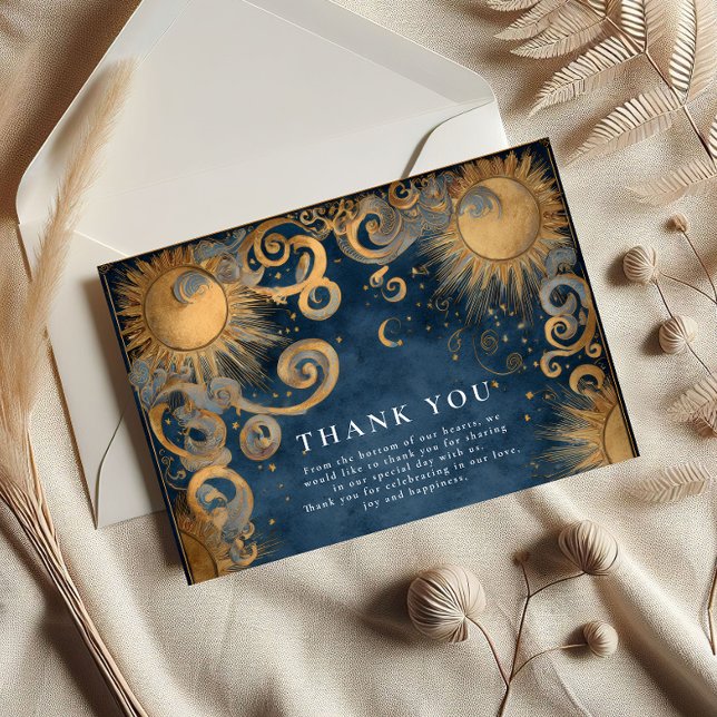 Cartão De Agradecimento Casamento Celestial Azul Real (Criador carregado)