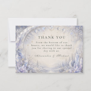 Cartão De Agradecimento Casamento Celestial de Inverno Etéreo