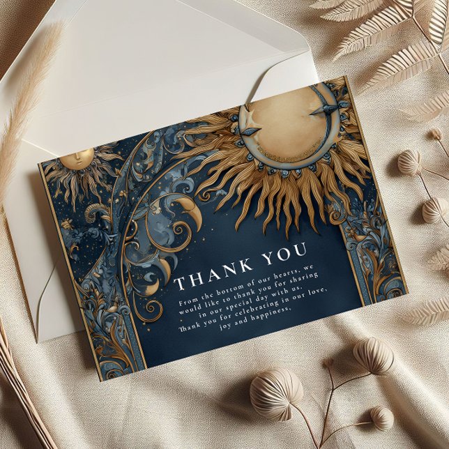 Cartão De Agradecimento Casamento Celestial do Sol da Meia-Noite (Criador carregado)