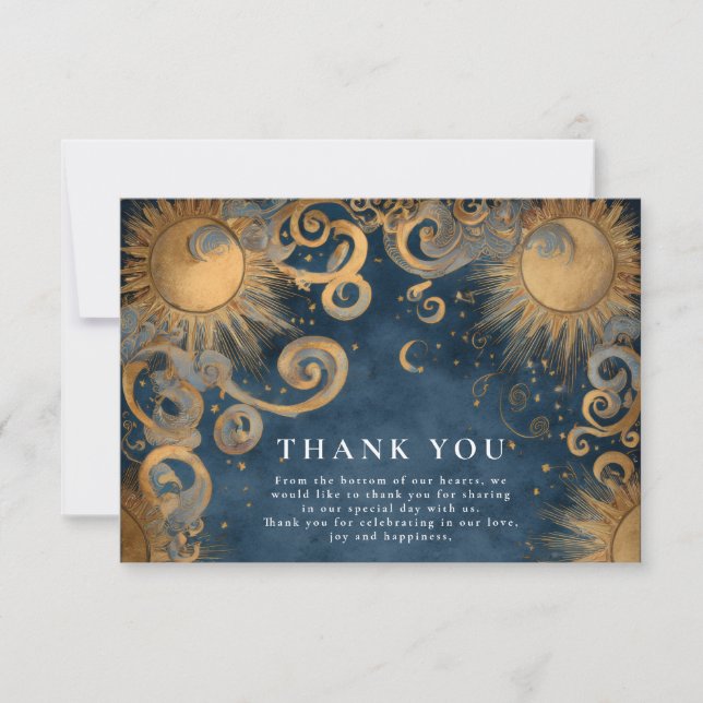 Cartão De Agradecimento Casamento Celestial do Sol da Meia-Noite (Frente)