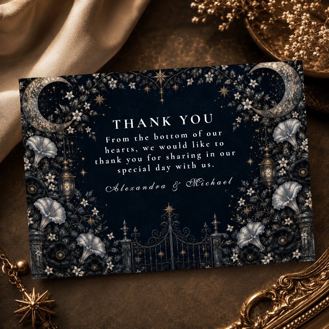 Cartão De Agradecimento Casamento Celestial Gótico Escuro (Criador carregado)