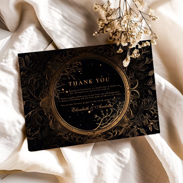 Cartão De Agradecimento Casamento Celestial Místico Dourado (Criador carregado)