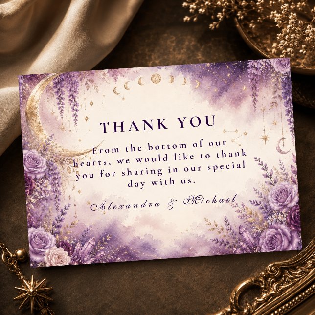 Cartão De Agradecimento Casamento Celestial Roxo Encantado (Criador carregado)