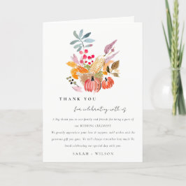 Cartão De Agradecimento Casamento Chic Autumn Harvest Pumpkin Watercolor