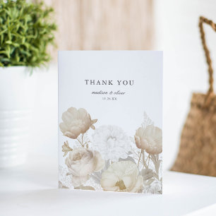 Cartão De Agradecimento Casamento Chic Branca Floral Elegante Terrestre