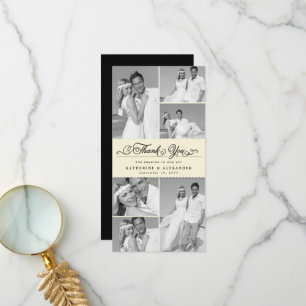 Cartão De Agradecimento Casamento Chic Com Banda 6 Fotografada De Creme El