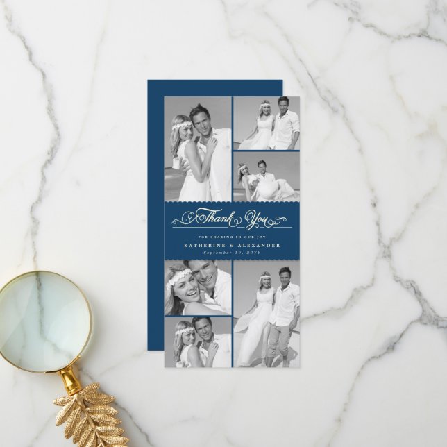 Cartão De Agradecimento Casamento Chic De Banda 6 Com  Escalada Do Marinho (Frente/Verso In Situ)