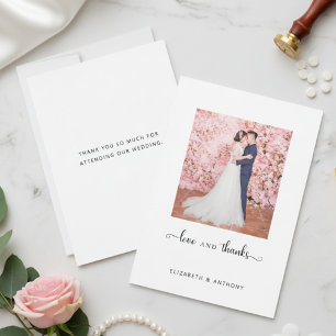 Cartão De Agradecimento Casamento Chic de Foto Elegante e Obrigado