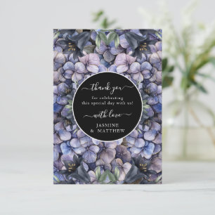 Cartão De Agradecimento Casamento Chic Floral Preto Clássico Aquarela Temp