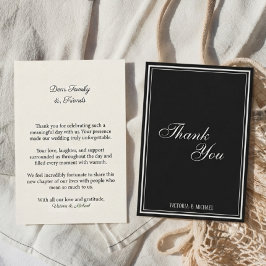 Cartão De Agradecimento Casamento Chic Marfim Preto Atemporal Dinheiro Ant