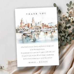 Cartão De Agradecimento Casamento Chic Tampa Florida Skyline Watercolor