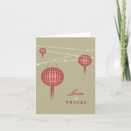 Cartão De Agradecimento Casamento Chinês Chic com Lanternas Vermelhos de D