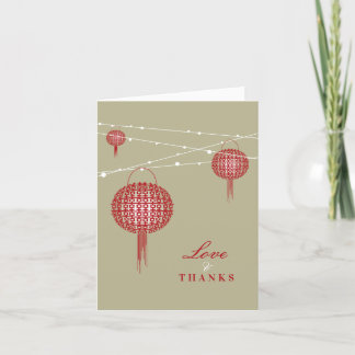 Cartão De Agradecimento Casamento Chinês Chic com Lanternas Vermelhos de D