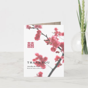 Cartão De Agradecimento Casamento chinês de felicidade dupla Obrigado Fot