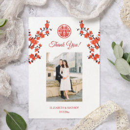 Cartão De Agradecimento Casamento Chinês de Foto de Cherry Blossom