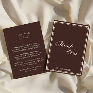 Cartão De Agradecimento Casamento Chocolate Marrom Old Money