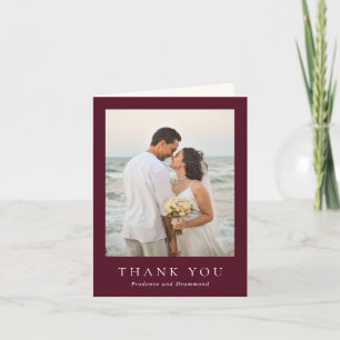 Cartão De Agradecimento Casamento Clássico Burgundy Profundo e Elegante