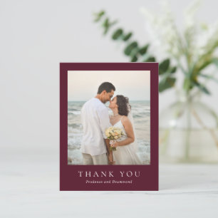Cartão De Agradecimento Casamento Clássico Burgundy Profundo e Elegante