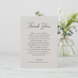 Cartão De Agradecimento Casamento Clássico Cinza Elegante