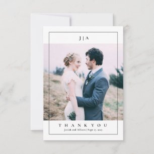 Cartão De Agradecimento Casamento Clássico com Foto e Monograma