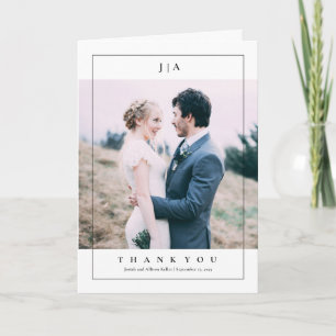 Cartão De Agradecimento Casamento Clássico com Foto e Monograma