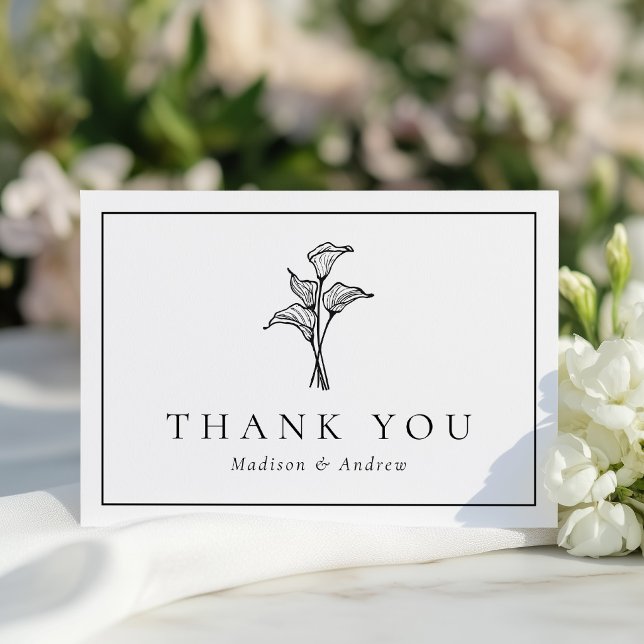 Cartão De Agradecimento Casamento Clássico com Lírio de Calla (Criador carregado)