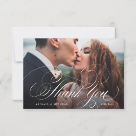 Cartão De Agradecimento Casamento clássico de fotos de caligrafia