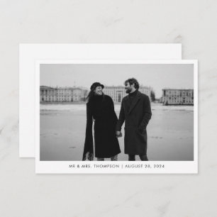Cartão De Agradecimento Casamento clássico de fotos em preto e branco