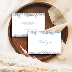 Cartão De Agradecimento Casamento Clássico de Rosas Franceses com Toile Az