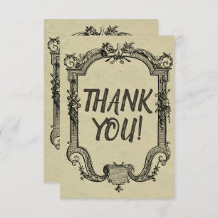 Cartão De Agradecimento Casamento Clássico de Vintagem Negra Verde