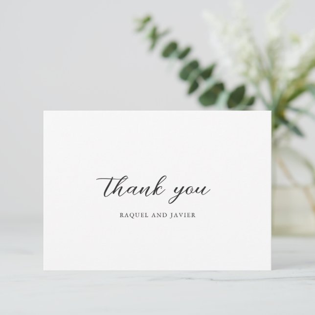 Cartão De Agradecimento Casamento Clássico Elegante (Em pé/Frente)