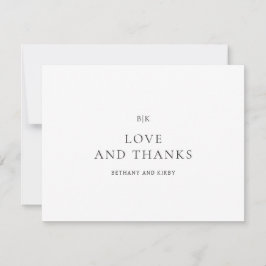 Cartão De Agradecimento Casamento Clássico Elegante Preto e Branco