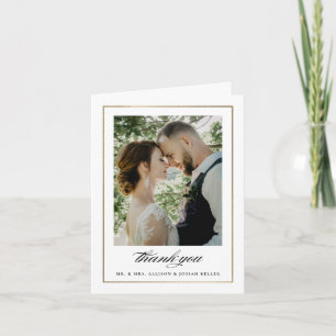 Cartão De Agradecimento Casamento Clássico em Foto Preto e Branco