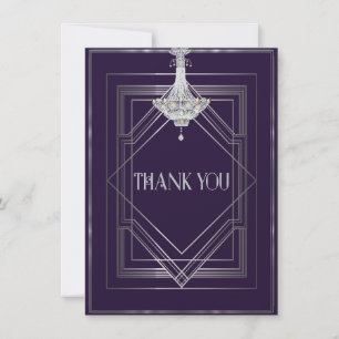 Cartão De Agradecimento Casamento Clássico Gatsby Deco Obrigado Manuela