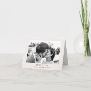 Cartão De Agradecimento Casamento Clássico Marfim Suave Foto Formal Dobr