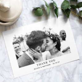 Cartão De Agradecimento Casamento Clássico Moderno | Foto Limpa Minimalist