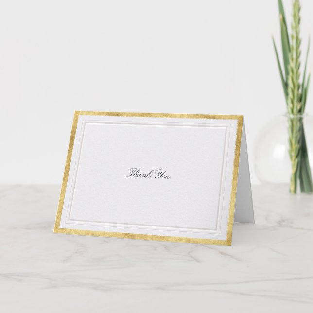 Cartão De Agradecimento Casamento Clássico Moderno Pérola Faux Dourado For (Frente)