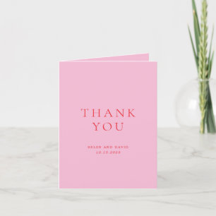 Cartão De Agradecimento Casamento Clássico Rosa e Vermelho Elegante