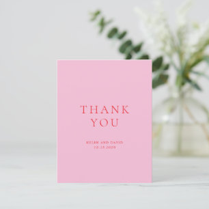Cartão De Agradecimento Casamento Clássico Rosa e Vermelho Elegante