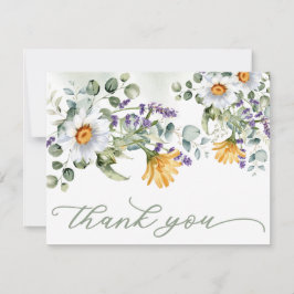 Cartão De Agradecimento Casamento Colorido de Verão Floral de Flor de Flor