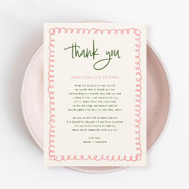 Cartão De Agradecimento Casamento Colorido Verde e Rosa Vintage